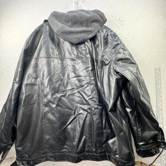 Levis Full Zip Jacket Men's 2XLT Black Vegan Leather Pleather Snap 2XL tall Moto - Picture 10 of 12